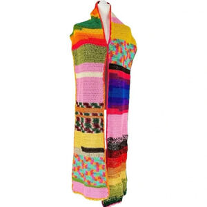 One of a kind granny square rainbow crochet punk raver blanket scarf